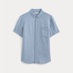 Everlane Men's Blue Short Sleeve Linen Shirt - Small